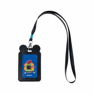 Бейдж Kite вертикальний на шнурку, чорний (K24-296-3)