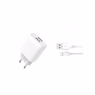 Зарядний пристрій XO 2xUSB 2.4A + cable USB to Micro 5P white (L57-M-WH)