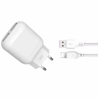 Зарядное устройство XO 2xUSB 2.4A + cable USB to Lightning white (L78-L-WH)