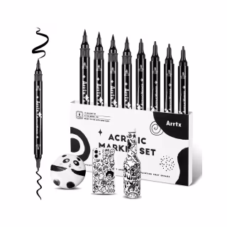 Художественный маркер Arrtx акриловые AACM-03-8BK, черные (LC303458)