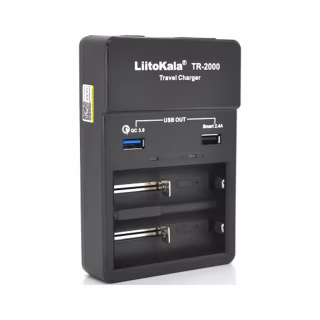 Зарядное устройство для аккумуляторов Liitokala 2 Slots, USB1/QC/3.0, USB2/2.4A, NiMHC(R14)/SC/AA/AAA/17670, Li-ion10440...26650 (Lii-TR2000)