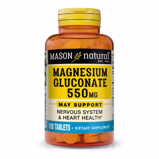 Минералы Mason Natural Глюконат магния 550 мг, Magnesium Gluconate, 100 таблеток (MAV06171)