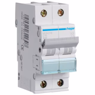 Автоматический выключатель Hager 2-п. C 16A (6kA) 2M (A) (MCN216)