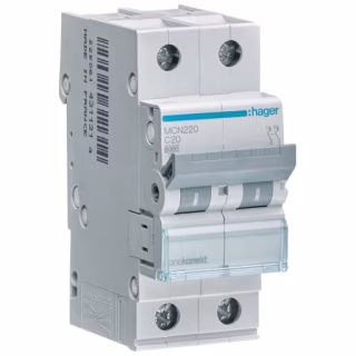 Автоматический выключатель Hager 2-п. C 20A (6kA) 2M (A) (MCN220)