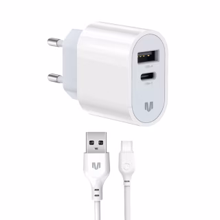 Зарядний пристрій MadeInFuture MFS12 12W 1xUSB-A + 1xUSB-C + cable USB-A to USB-C White (MIF82822)
