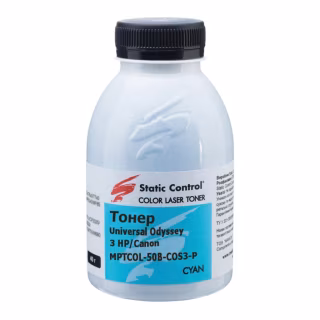 Тонер HP/Canon MPTCOL OS3 40г cyan (фасовка) Static Control (MPTCOL-40B-COS3-P)