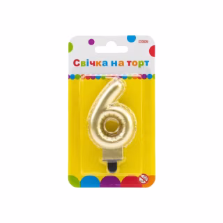 Свічка Maxi золотиста двостороння "6" у вигляді надувної кульки висотою 7,62 см (MX622095G-6)