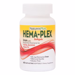 Мінерали Natures Plus Комплекс з залізом Hema-Plex, Iron, Nature's Plus, 60 Мягких (NAP-37691)