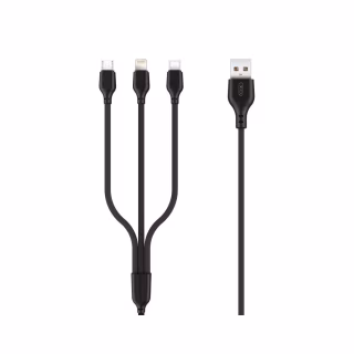 Дата кабель USB 2.0 AM to Lightning + Micro 5P + USB-C 1.0m 2.1A black XO (NB103-3in1-1-BK)