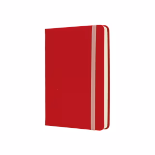 Книга записная Optima А6 SQUARE, твердая обложка, резинка, кремовый блок линия, красный (O20386-03)