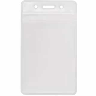 Бейдж Optima вертикальный замок zip lock PVC, 62х91 мм (O45610)