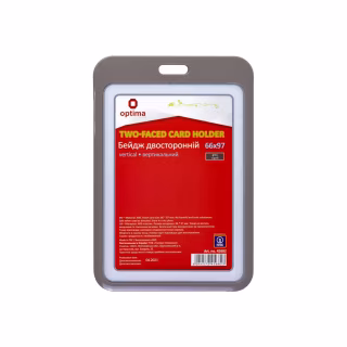 Бейдж Optima премиальный вертикальный 66х97 мм двусторонний, серый (O45682)