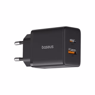 Зарядное устройство Baseus 1xUSB-C 30W + 1xUSB black (P10111404113-00)