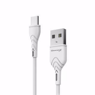 Дата кабель USB 2.0 AM to USB-C 1.0m White Grand-X (PC-03W)