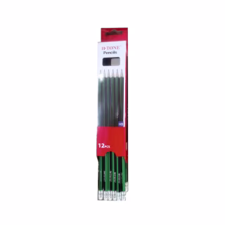 Олівець графітний H-Tone НВ, з гумкою, чорний із зеленим, уп. 12 шт (PENCIL-HT-JJ30128)