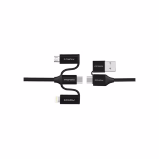 Дата кабель USB 2.0 AM to Lightning + Micro 5P + USB-C pentapower.black Promate (pentapower.black)