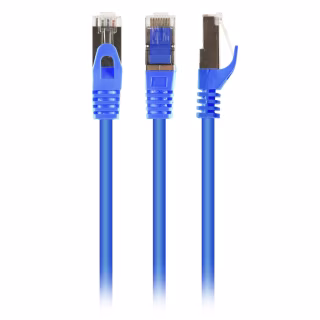 Патч-корд 0.25м S/FTP Cat 6A CU LSZH blue Cablexpert (PP6A-LSZHCU-B-0.25M)