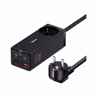 Зарядний пристрій Baseus AC + 2xUSB-C 65W + 2xUSB black (PSZM000901)