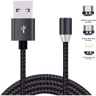 Дата кабель USB 2.0 AM to Lightning + Micro 5P + USB-C 1.2m Magneto bla XoKo (SC-350MGNT-BK)