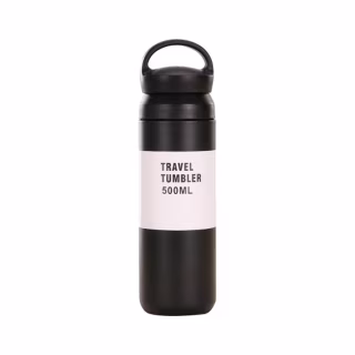 Термос Merlion Travel Tumbler 350 мл, подвійна кришка з ручкою, чорний (SUS304-350Black)