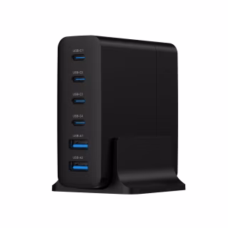 Зарядний пристрій Gembird 4xUSB-C PD25W + 2xUSB QC3.0 18W black (TA-UC-2A4C-PD75-01-BK)