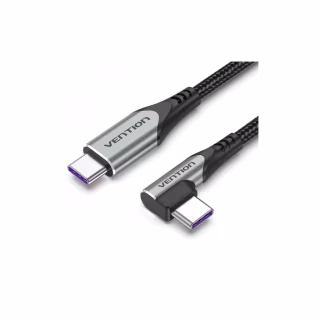 Дата кабель USB-C to USB-C 1.0m 5A 90° corner aluminum gray Vention (TAKHF)