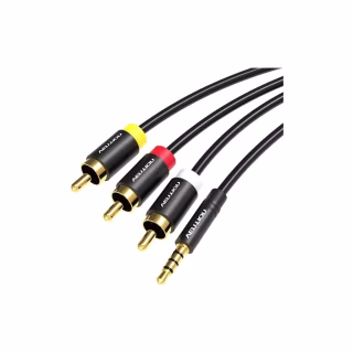 Кабель мультимедийный 3.5mm M to 3xRCA M 1.5m AV black Vention (VAB-R07-B150)