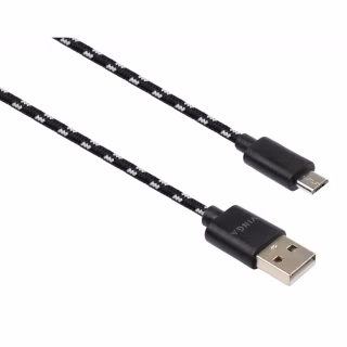 Дата кабель USB 2.0 AM to Micro 5P 2color nylon 1m black Vinga (VCPDCMBN31BK)