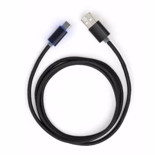 Дата кабель USB 2.0 AM to USB-C 1.0m LED black Vinga (VCPDCTCLED1BK)