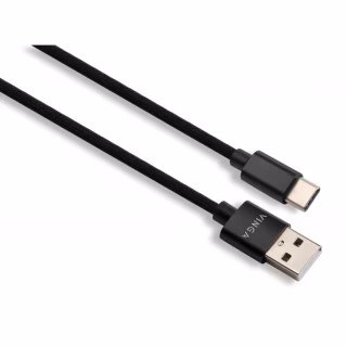 Дата кабель USB 2.0 AM to USB-C 1.0m nylon black Vinga (VCPDCTCNB1BK)