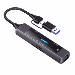 Концентратор XoKo USB-C 5-in-1 USB 3.0 + USB 2.0 + SD/TF + RJ45 100Mbps silver (XK-AC-350)