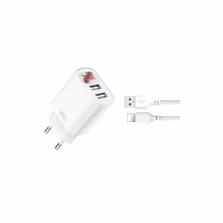 Зарядний пристрій XO L95 (2USB/2.4A) + USB - Lightning White (XO-L95-L)