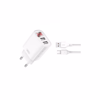 Зарядний пристрій XO L95 (2USB/2.4A) + USB - MicroUSB White (XO-L95-M)