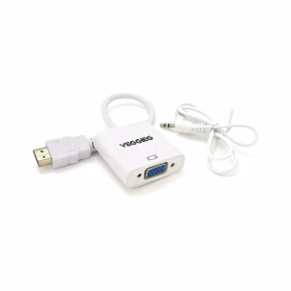 Переходник HDMI M to VGA F + Audio 0.25m white VEGGIEG (YT-C-H-V2W)