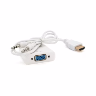 Перехідник HDMI M to VGA F + Audio 0.1m 4K/2K white Voltronic (YT-C-HDMI(M)/VGA(F)+AUX-W)