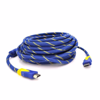 Кабель мультимедийный HDMI M to HDMI M 1.5m V1.4 blue/gold Merlion (YT-HDMI(M)/(M)NY/BL-1.5m)