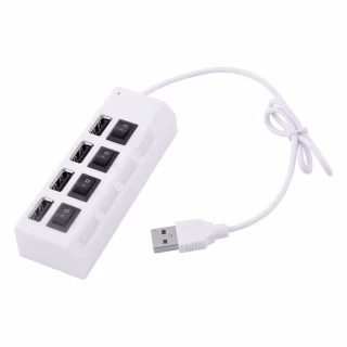 Концентратор Voltronic USB 2.0 to 4xUSB with switches white (YT-HWS4HS-W)