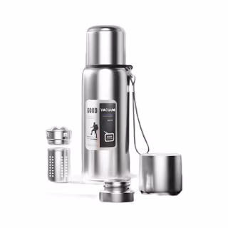 Термос Merlion з ситечком та чашкою 1 л, сталевий (ZK-127-1000Grey)