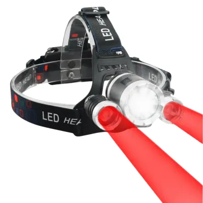 Фонарь налобный Police 3000-T6+2XPE(Red), 2x18650, signal light, ЗУ Type-C,