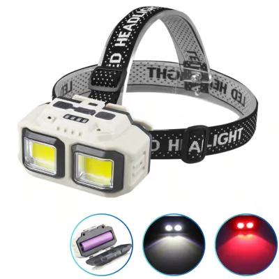 Налобный фонарь HX-816-2COB PL-124, Белый, Красный, Waterproof, 1x18650, ЗУ Type-C