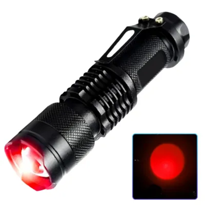 Ліхтар K11-XPE (Red), 1хАА/1x14500, 1 РЕЖИМ, zoom, затискач