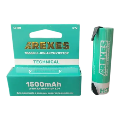 Акумулятор Arexes Li-ion 18650 3.7v 1500mah з контактами для паяння