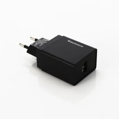 Сетевое зарядное устройство REDDAX RDX-027 (12W, 2.4A, USB), Black