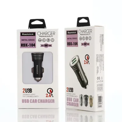 Автомобільний зарядний пристрій REDDAX RDX-104 (12 W, 2.4 A, 2xUSB, алюміній), Black