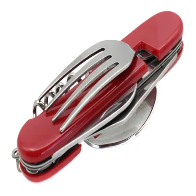 Туристический столовый прибор красная, D73 средний