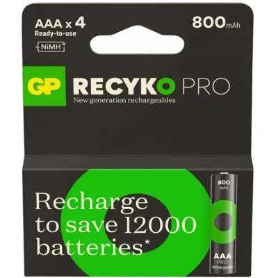 Аккумулятор GP Recyko Pro 800mAh Eco, Ni-MH AAA, 1.2V, 2.4A, LSD70-5, Box 4шт.