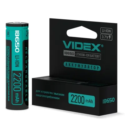 Аккумулятор Videx 18650 Li-ion 2200mAh 3.7V С ЗАЩИТОЙ !!