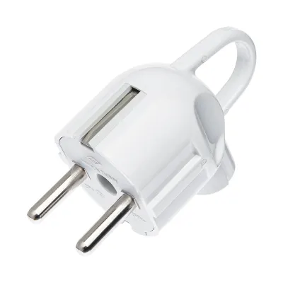 Электровилка DE-PA угловая c ручкой кольцм белая С/З Евро (11103)