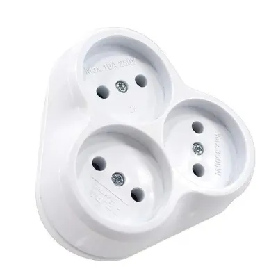 Тройник электрический DE-PA 16A  Б/З (10009-1)