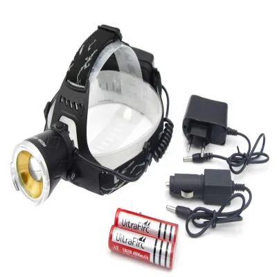 Налобный фонарь WD111, 2х18650 Акк., T6+XPE, ультрафиолет, Zoom, MicroUSB ЗУ